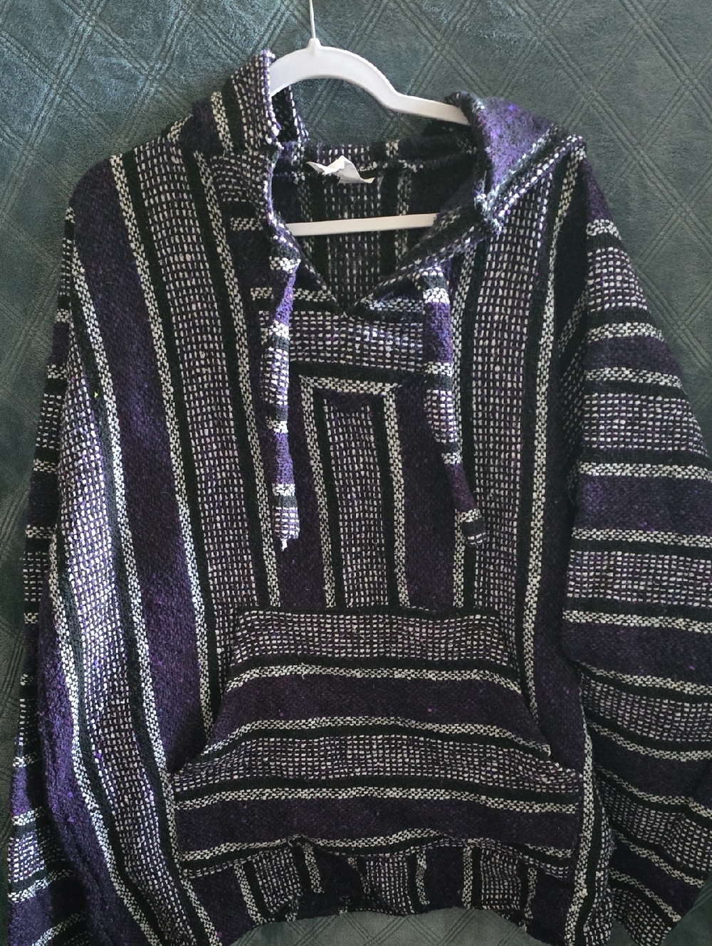 Striped Baja Hoodie Sweater in Purple and Black - Picture 2 of 3